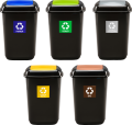 quatro new ZESTAW 5.png, kosze do biura, kosze do domu, kosze do firm, zestaw koszy do segregacji, kosze na plastik szkło zmieszane bio papier