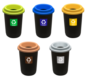 Kosze do segregacji śmieci ECO BIN 5 x 50L- zestaw