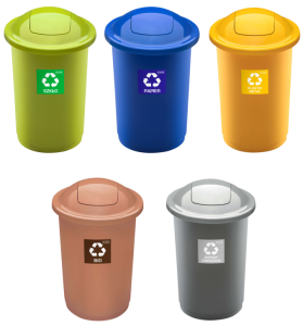 Kosze do segregacji śmieci 50L TOP BIN - zestaw 5 sztuk