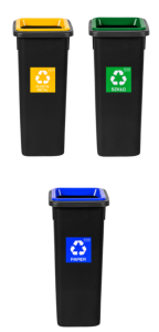 Kosze do segregacji śmieci 20l bin zestaw - zielony, niebieski, żółty