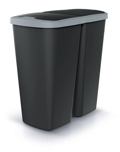 Compacta Q Duo Czarny Kosz na Śmieci z Klapą Podwójny 45l