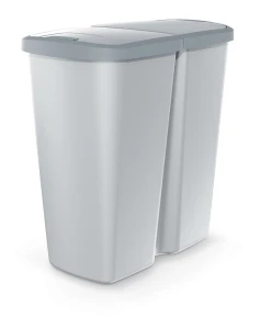 Kosz na Śmieci Podwójny z Klapą 45l | Compacta Q Duo Popielaty