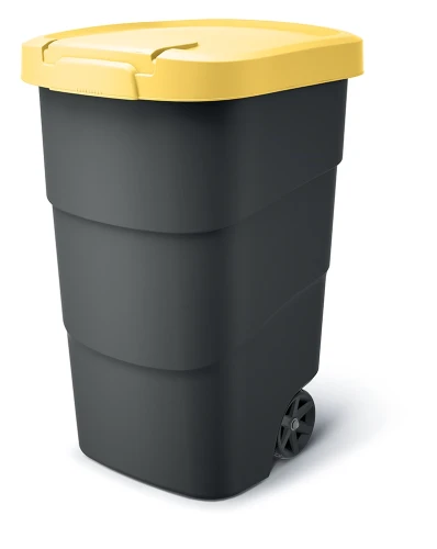 Wheeler 95L Kosz Ogrodowy na Kółkach Żółty na Plastik