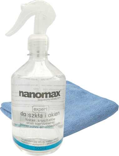 Zestaw do Mycia Szkła i Okien Preparat Nanomax 500ml plus Szmatka