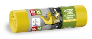 Worki na Plastik 60l | Żółte z Uszami 16szt. | do Segregacji