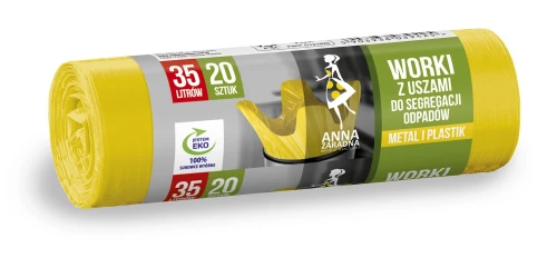Worki na Plastik 35l | Żółte z Uszami 20szt. | do Segregacji