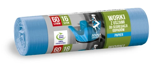 Worki na Papier 60l | Niebieskie z Uszami 16szt. | do Segregacji