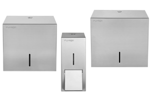 Hygio Prestige | Zestaw 3w1 | Pojemnik Kwadratowy na Papier Jumbo, Pojemnik na Ręczniki ZZ Maxi, Dozownik 800ml