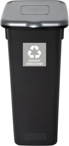 Kosz Do Segregacji Śmieci 20l | Czarno-Szary | na Odpady Zmieszane | Flap Bin