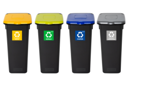 Zestaw 4 Koszy do Segregacji 20l Plafor | Zielony, Żółty, Niebieski, Szary | Flap Bin