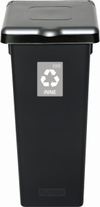 Kosz do Segregacji Śmieci 53l | Czarno-Szary | na Odpady Zmieszane | Flap Bin