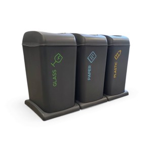 Zestaw koszy do segregacji | 3x40l | Szare  + podstawa 