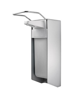 HYGIO DOZOWNIK (DYSTRYBUTOR) ŁOKCIOWY DO PŁYNÓW DEZYNFEKCYJNYCH 500ML  ALUMINIUM KRÓTKIE RAMIĘ, POMPKA PLASTIKOWA