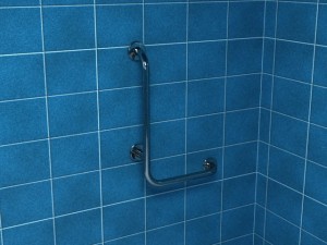 Poręcz kątowa L prawa 500X700mm stal chrom/mat