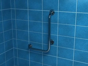 Poręcz kątowa L lewa 500X700mm stal chrom/mat